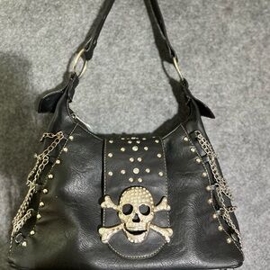 Studded Black Skull Women's Shoulder Bag